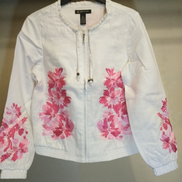 I.N.C Women's Embroidered Zip Front Linen Jacket - Picture 3 of 3